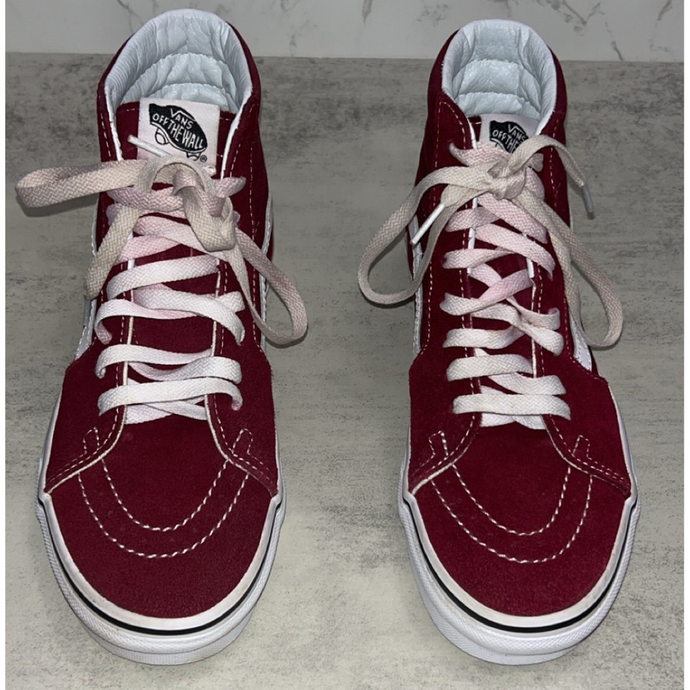 Vans Maroon Sk8 Hi Top - Picture 3 of 11